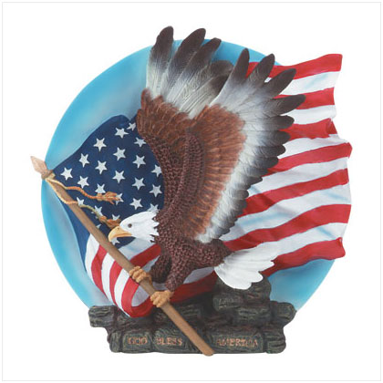 eagle holding an American flag 